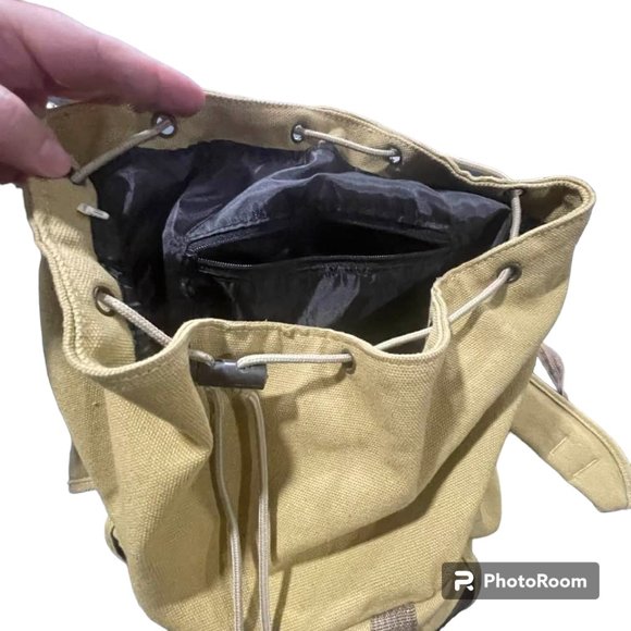 Military-Style Thick Canvas Hiking Camping Utility Unisex Backpack with Buckles - Picture 5 of 15